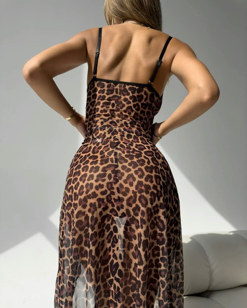 Rivana Leopar Desenli Gecelik