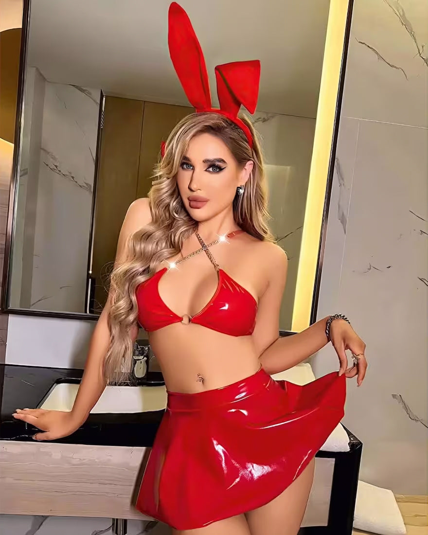 Tavşan Kırmızı Kostüm (Baş aksesuarı dahil)